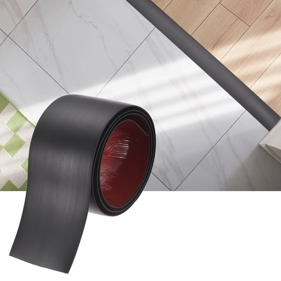 Uxcell Floor Transition Strip (3.94 ft x 3")- Vinyl Self Adhesive Laminate Floor Flat Divider Strip Tile Edge Trim for Living Room/Kitchen/Bathroom, Black