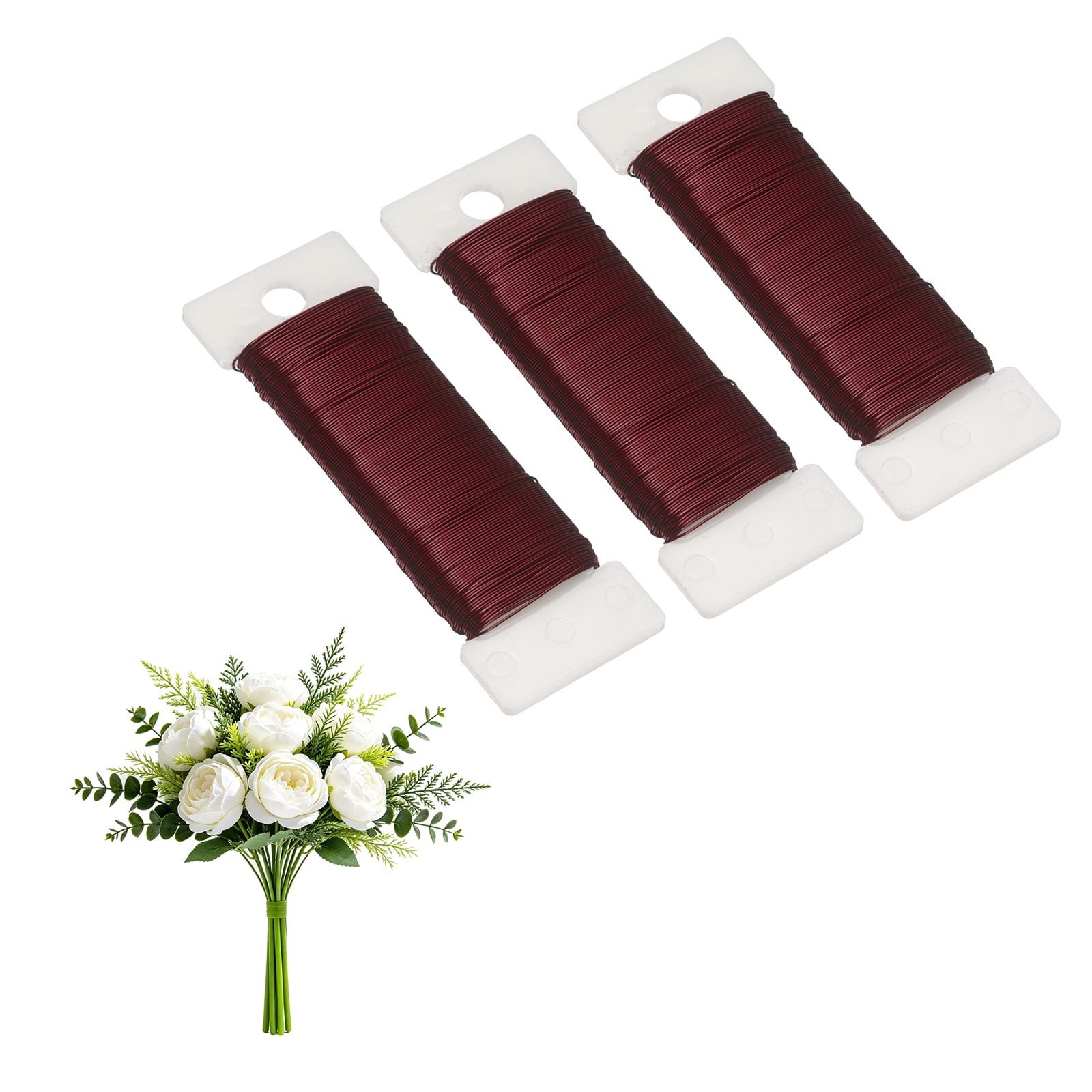 Uxcell Floral Paddle Wire Total 22 Gauge 114 Yard, 3 Pcs Flexible Florist Wreath Wire for Wreath Flower Arrangements Bouquet Wrapping Garland DIY Crafts, Red