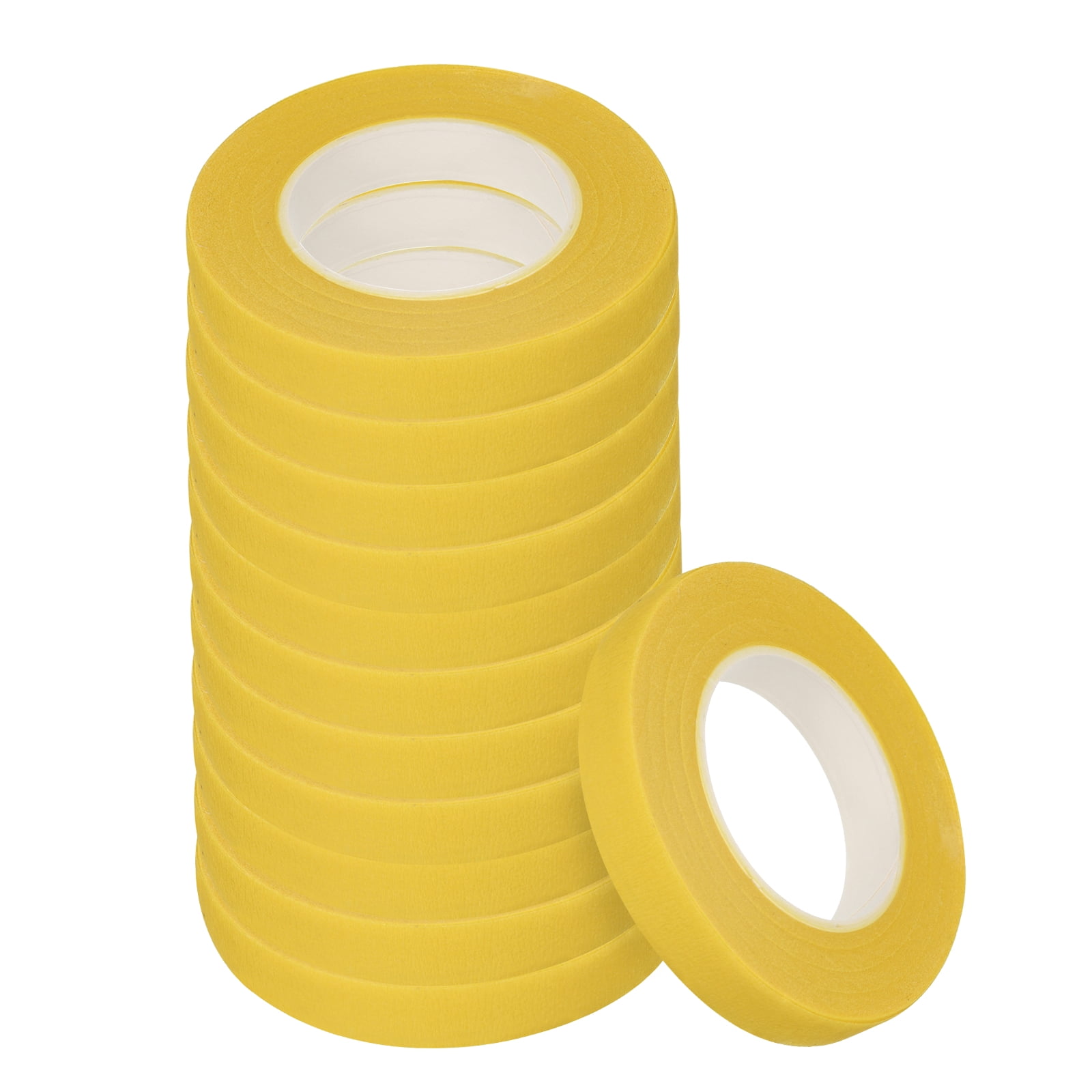 Uxcell Floral Stem Wrap Tape Floral Tape for Bouquet Crafts Wedding Arrangement Pack of 12,Yellow
