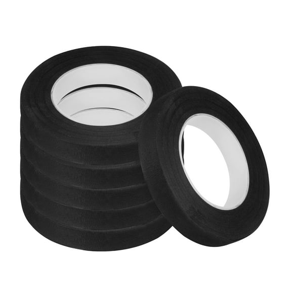 Uxcell Floral Stem Wrap Tape Floral Tape for Bouquet Crafts Wedding Arrangement Pack of 6,Black