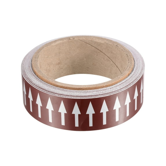 Uxcell Flow Arrow Tape, Polyethylene Pipe Marking Sticker, 1.2 inch x 33 ft, Brown/White