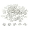 thumbnail image 1 of Uxcell Flower Bead Caps, 100Pcs 11x4mm Hollow Metal Spacer Bead End Caps Silver White, 1 of 6