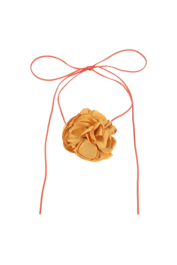 Flower Chokers Necklace for Women, Large Velvet Flower Chokers Adjustable Necklaces Accessories for Women Wedding Prom Party, Yellow