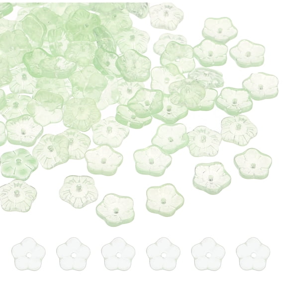 Uxcell Flower Crystal Glass Beads, 100 Pack Floral Flower Bead Handcrafted Glass Spacer Bead, Green
