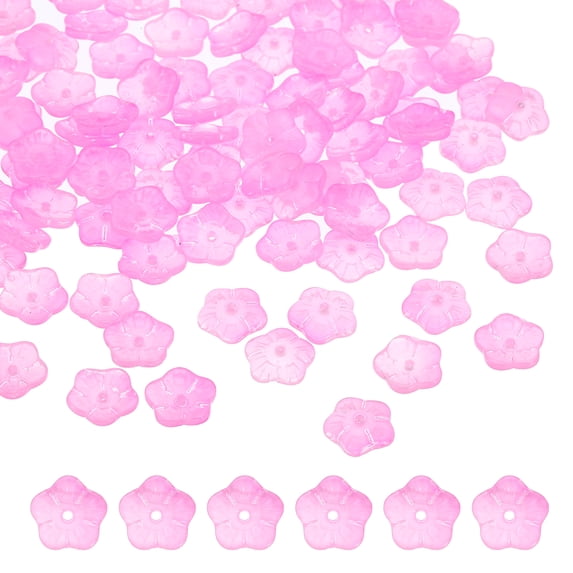 Uxcell Flower Crystal Glass Beads, 100 Pack Floral Flower Bead Handcrafted Glass Spacer Bead, Pink