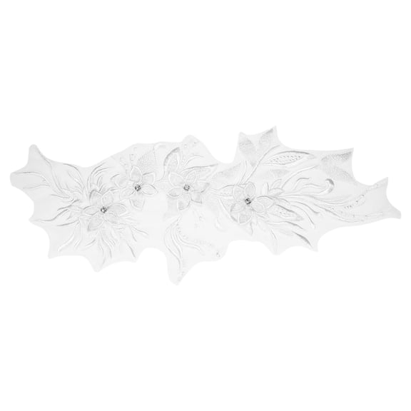 Uxcell Flower Fabric Beaded Lace Applique, 3D Sew on Flower Fabric Patches Embroidered Patch for DIY Sewing Crafts Clothing Wedding Dress Decoration, White
