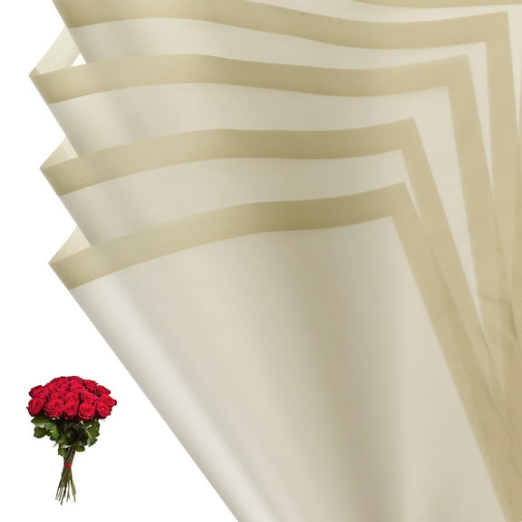 Uxcell Flower Gift Wrapping Paper, Waterproof Bouquet Wrap for Wedding DIY Craft Gold Edge Gold