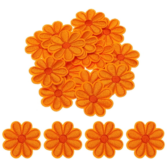 Uxcell Flower Iron-on Patches Embroidered Sew Flower Patch for Clothing Repair Backpack 3.54x3.54" 15 Pcs(Orange)