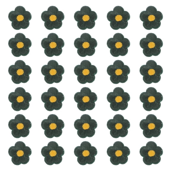 Uxcell Flower Iron on Patches, Embroidered Sew on Applique Repair Patch for Backpacks Clothing Shoes Hats DIY Dark Green