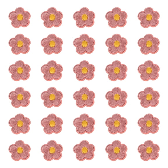 Uxcell Flower Iron on Patches, Embroidered Sew on Applique Repair Patch for Backpacks Clothing Shoes Hats DIY Dark Pink
