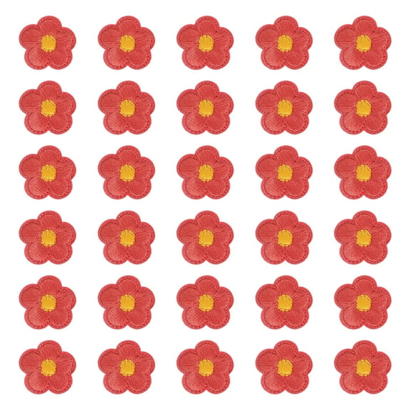 Uxcell Flower Iron on Patches, Embroidered Sew on Applique Repair Patch for Backpacks Clothing Shoes Hats Red