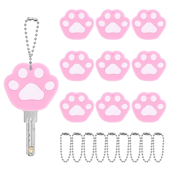 Uxcell Flower Key Covers Caps [10Pcs] - Cute Key Toppers Identifiers Head Sleeves - [Pink - Silicone] Keys Tags Protectors