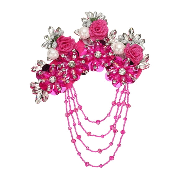 Uxcell Flower Rhinestone Appliques for Dresses, 3D Rose Red Rhinestone Embellishments 7 Flowers