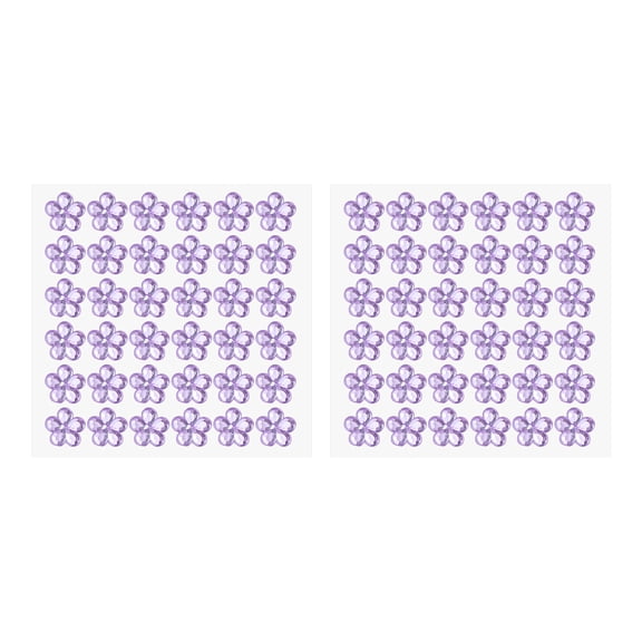 Uxcell Flower Self-Adhesive Rhinestone Stickers,Face Gems Jewel Stickers Crystal Embellishment Sheet Light Purple 2