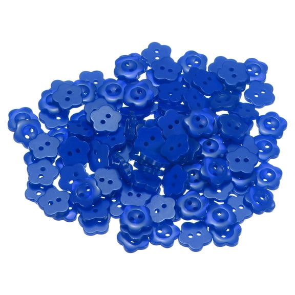 Uxcell Flower Sewing Buttons Resin Torx 2-Hole Craft Buttons 1/2" 150 Pcs Blue
