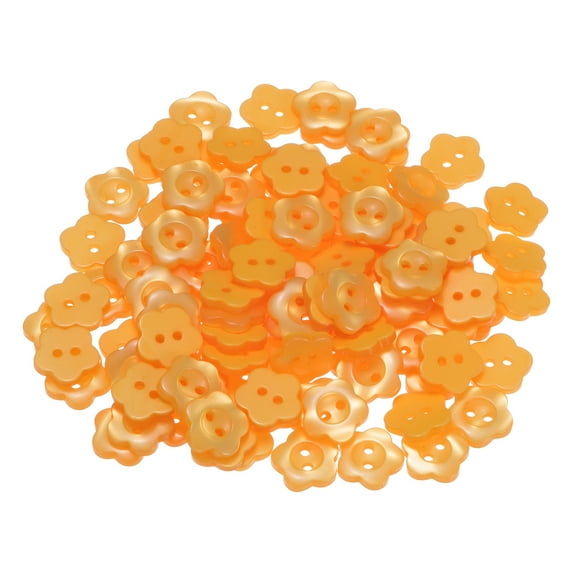 Uxcell Flower Sewing Buttons Resin Torx 2-Hole Craft Buttons 1/2" 150 Pcs Orange