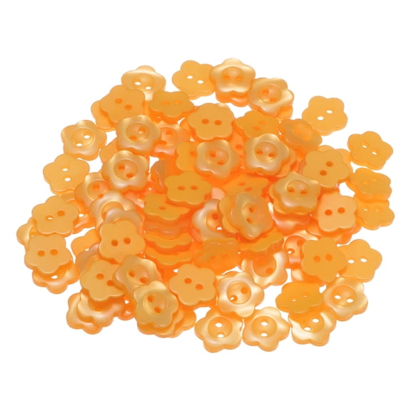 Uxcell Flower Sewing Buttons Resin Torx 2-Hole Craft Buttons 1/2" 150 Pcs Orange