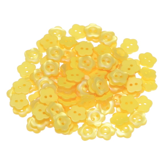 Uxcell Flower Sewing Buttons Resin Torx 2-Hole Craft Buttons 1/2" 150 Pcs Yellow