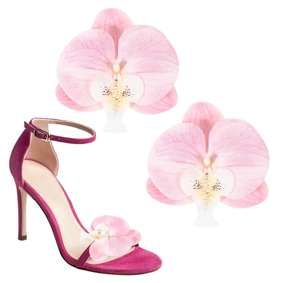 Uxcell Flower Shoe Clips, 2 Pcs Removable Decorative Shoe Clips Butterfly Orchid Accessories for Women, Light Pink