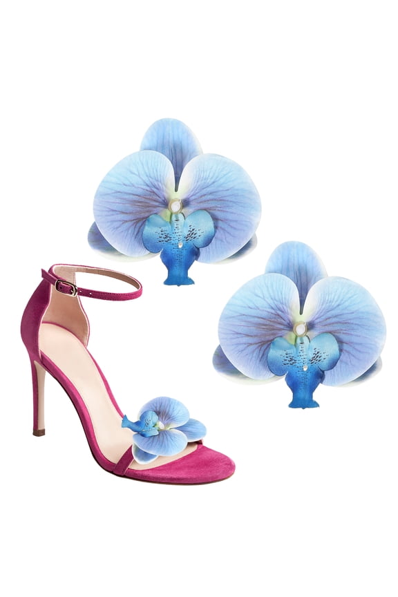Flower Shoe Clips, 2 Pcs Removable Decorative Shoe Clips Butterfly Orchid Accessories for Women, Navy
