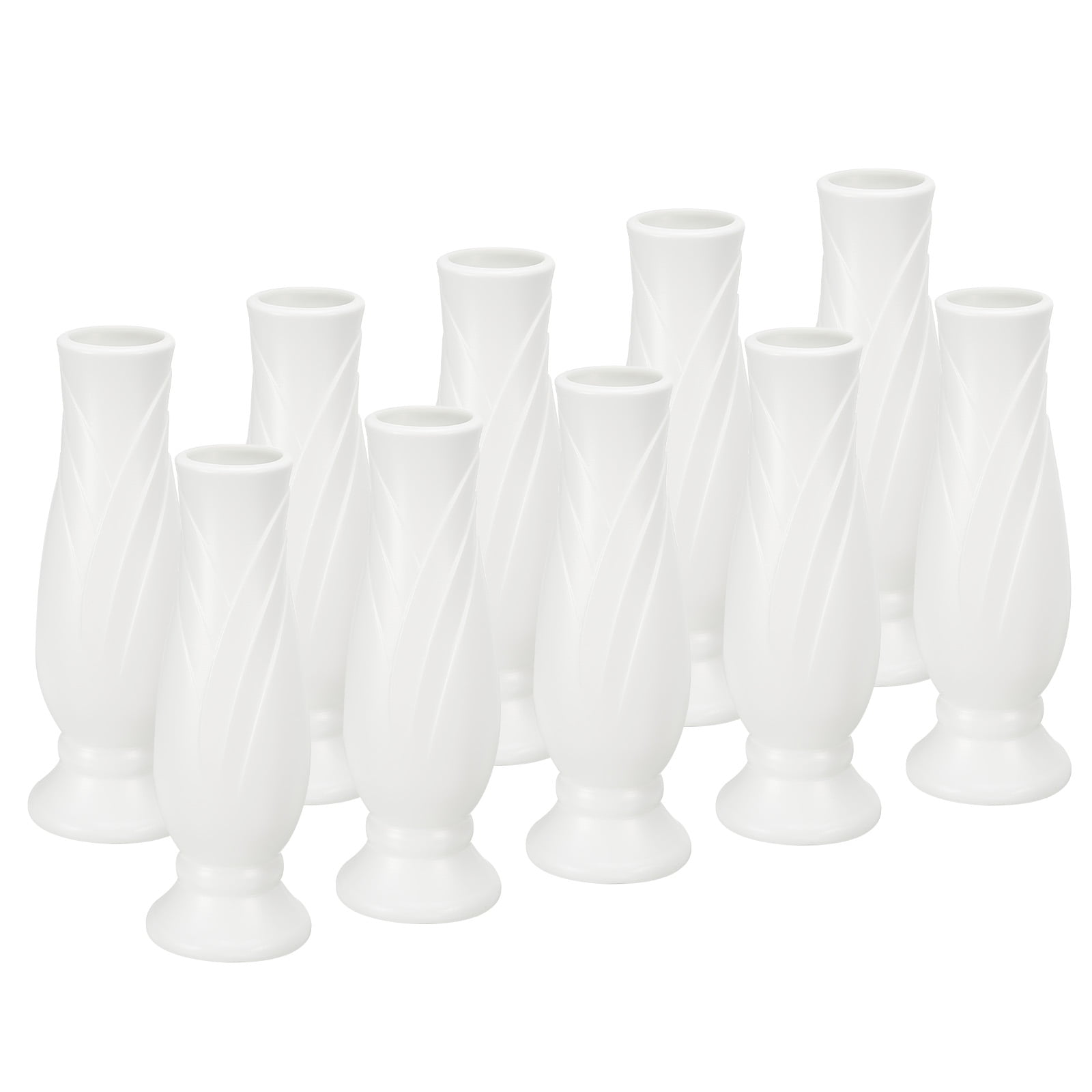 Uxcell Flower Vase, 10 Pack Plastic Bud Vase Tall Floral Vases for Home Decor, White