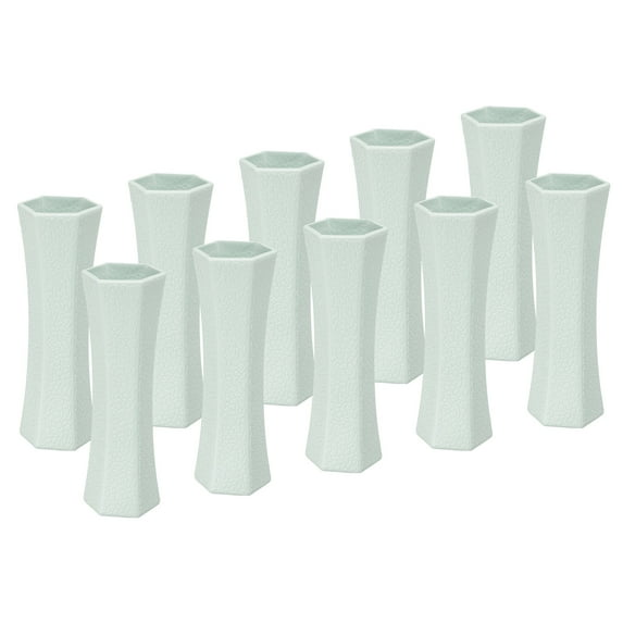 Uxcell Flower Vase, 10 Pack Plastic Vase Ceramic Look Floral Vase for Home Decor, Green