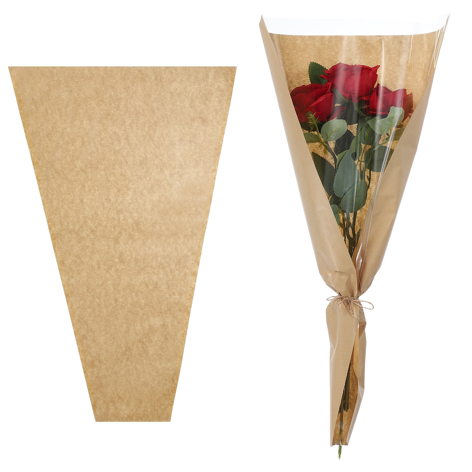 Uxcell Flower Wrapping Bag, Kraft Paper 50 Pack, Brown, 22x14.2x4.7"