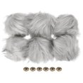 thumbnail image 1 of Uxcell Fluffy Soft Faux Fur Pom Poms for Hats with Snap Button, Grey 6Pack, 1 of 6
