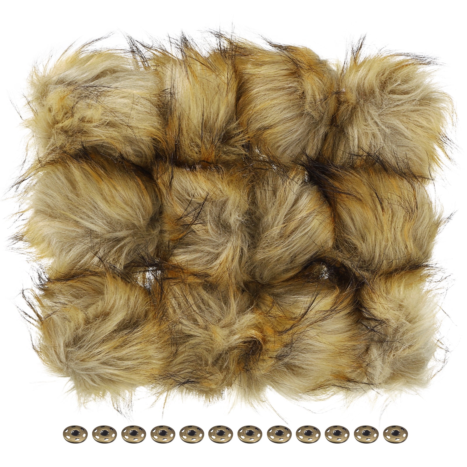 Uxcell Fluffy Soft Faux Fur Pom Poms for Hats with Snap Button, Light Yellow 12Pack