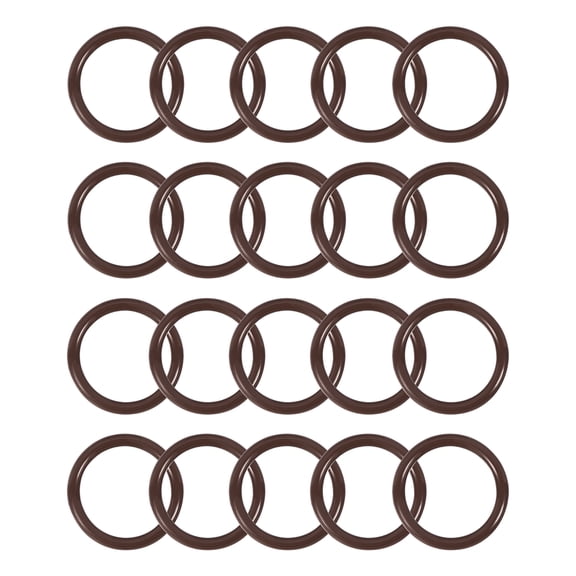 Uxcell Fluorine Rubber O-Rings 22mm OD 17mm ID 2.5mm Width FKM Seal Gasket, Brown 20pcs