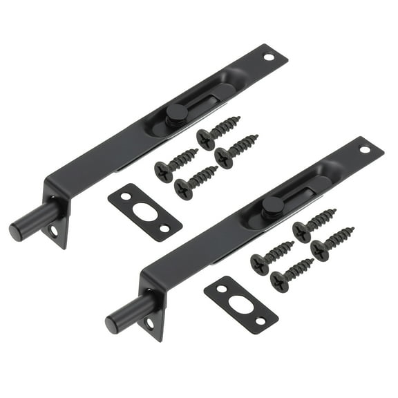 Uxcell Flush Bolt 6" x 0.71", Stainless Steel French Door Lock for Wood Composite Double Door, Black 2 Pcs