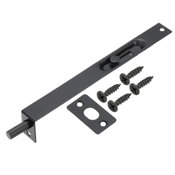 Uxcell Flush Bolt 8" x 0.87", Stainless Steel French Door Lock for Wood Composite Double Door, Black