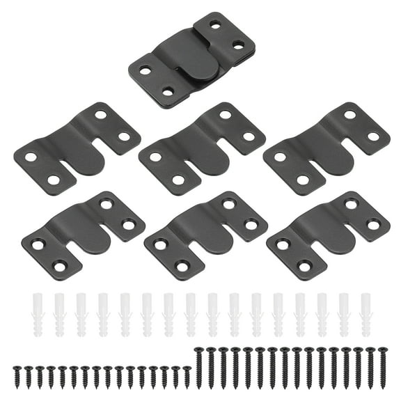 Uxcell Flush Mount Bracket, 4 Sets Interlock Headboard Wall Mounting Brackets Stainless Steel Photo Frame Hook, Black