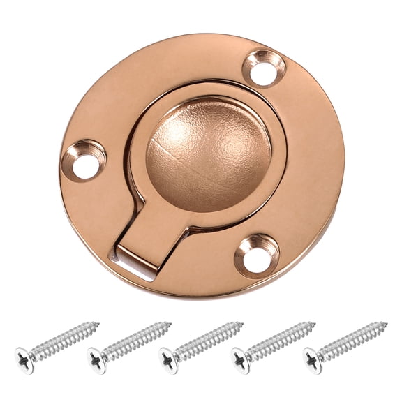 Uxcell Flush Ring Pull, 1.97" x 1.97" Stainless Steel Round Recessed Door Pull with Screws, Bronze Tone