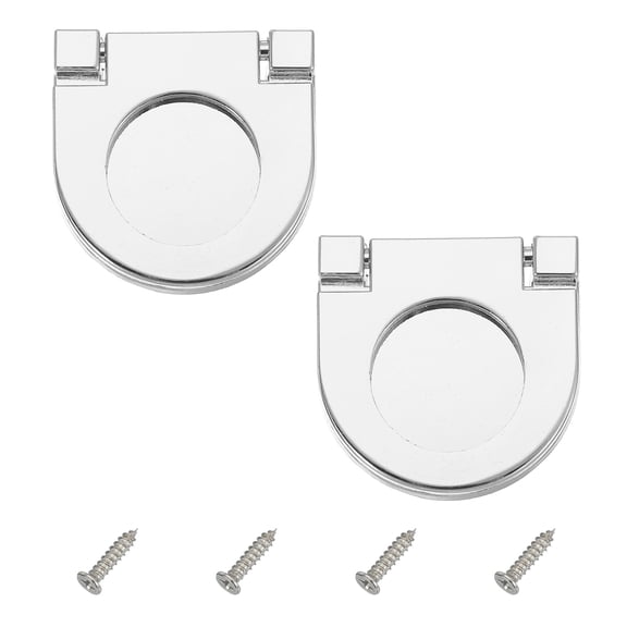 Uxcell Flush Ring Pull Low Profile Drawer Pull Zinc Alloy Flip Drawer Handle with Screws for Furniture Closets Dresser Brushed Silver 1.4 Inch