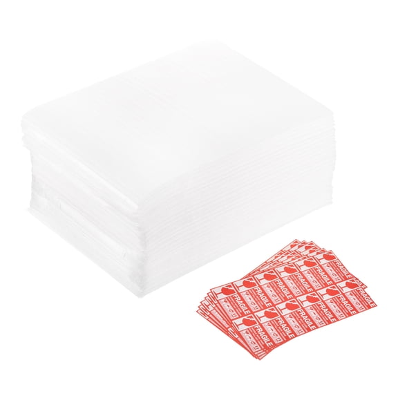 Uxcell Foam Packing Pouches, 100pcs 5.9x7.9 Inch Wrap Bubble Pouches Cushion Foam Packing Supplies White with 60 Fragile Tags