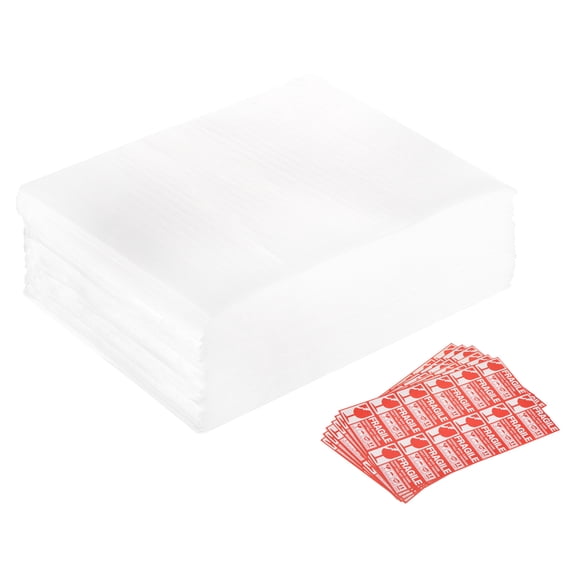 Uxcell Foam Packing Pouches, 100pcs 8.1x10 Inch Wrap Bubble Pouches Cushion Foam Packing Supplies White with 60 Fragile Tags