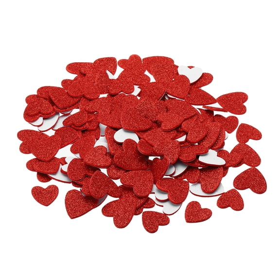 Uxcell Foam Stickers,1Pack 150Pc EVA Adhesive Glitters Foam Shape Sticker,Red Heart