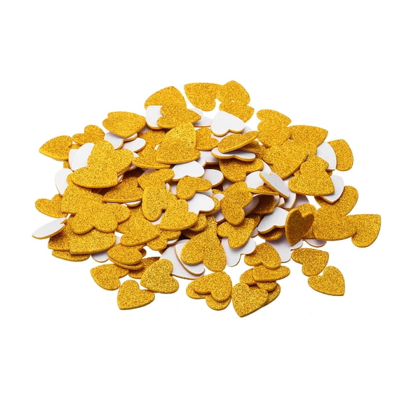 Uxcell Foam Stickers,2Pack 300Pc EVA Adhesive Glitters Foam Shape Sticker,Golden Heart