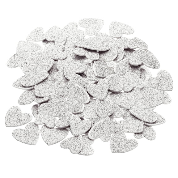 Uxcell Foam Stickers,4Pack 120Pc Adhesive Glitters Foam Shape Sticker,Silver Heart