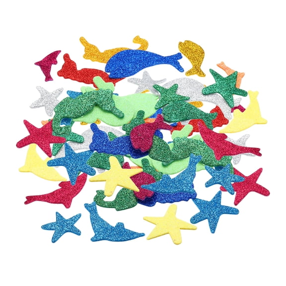 Uxcell Foam Stickers,4Pack 120Pc EVA Adhesive Glitters Foam Shape Sticker,Sea Fish