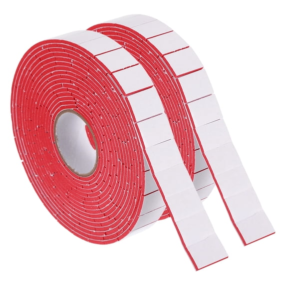 Uxcell Foam Tape Craft Double Sided, 6 Meters/19.69ft Pre-Cut Adhesive Foam Mounting Tape 0.75x0.5" Squares 2 Roll(3 Meters Per Roll) for Crafts DIY Office Supplies, Red