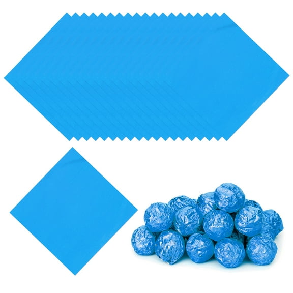 Uxcell Foil Candy Wrappers, Square Glossy Aluminium Foil Candy Wrapping Paper for DIY Chocolate Packaging Decoration Blue 3x3"