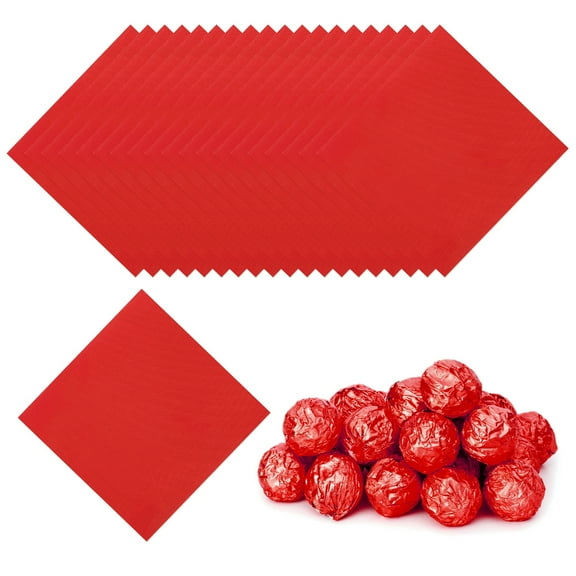 Uxcell Foil Candy Wrappers, Square Glossy Aluminium Foil Candy Wrapping Paper for DIY Chocolate Packaging Decoration Red 3x3"