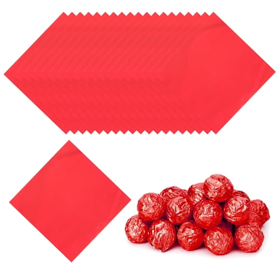 Uxcell Foil Candy Wrappers, Square Glossy Aluminium Foil Candy Wrapping Paper for DIY Chocolate Packaging Decoration Red 3x3"
