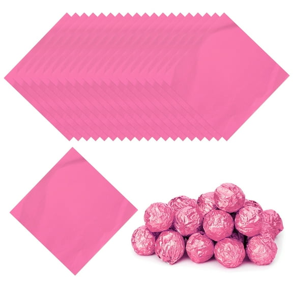 Uxcell Foil Candy Wrapper, Chocolate Wrapping Paper for Homemade Caramel DIY Candies Decoration Chocolate Cake Packaging Pink 4x4 Inch