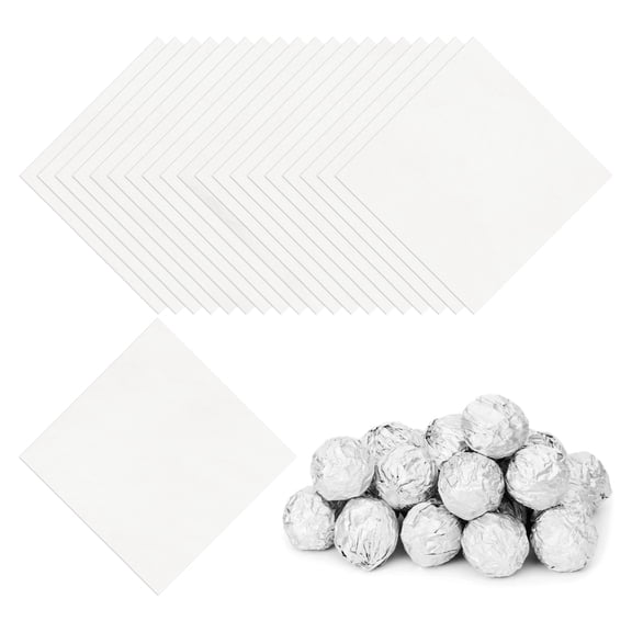 4x4 Inch Foil Candy Wrappers, Square Glossy Aluminium Foil Candy Wrapping Paper Silver, 100 Pcs