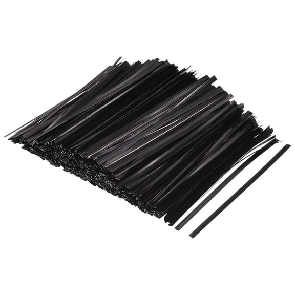 Uxcell Foil Twist Ties 4.72" Plastic Closure Tie for Bread Candy Black 750Pcs