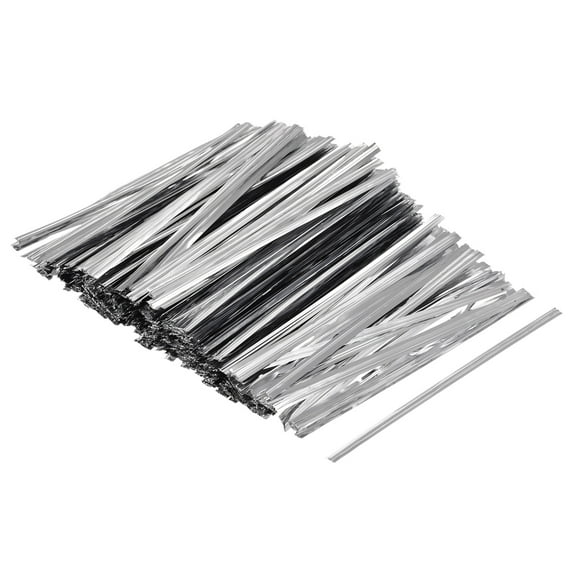 Uxcell Foil Twist Ties 4.72" Plastic Closure Tie for Bread Candy Silver Tone 750Pcs