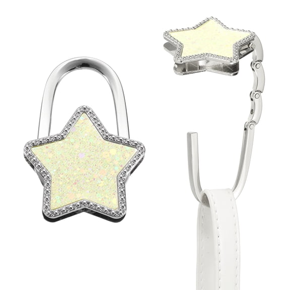 Uxcell Foldable Purse Hook for Table, 2Pcs Metal Bag Holder Hooks Star Shape Portable Handbag Hangers Hooks for Home Office Purse Handbag Headphone Keys, Beige